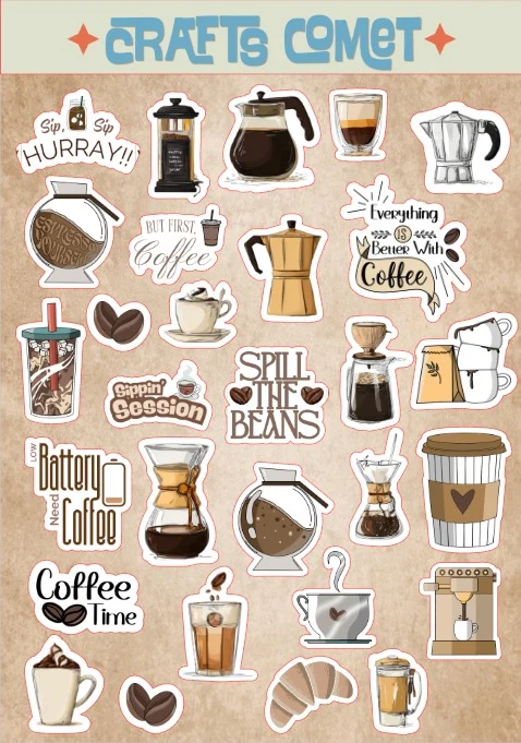Crafts Comet Coffee Time sticker sheet